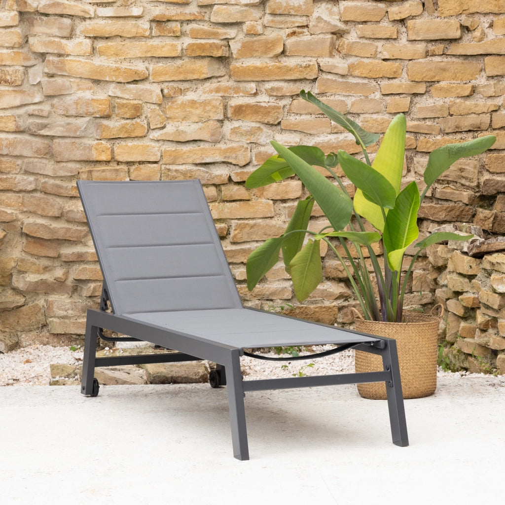 Lettino BARBADOS in textilene grigio - grigio alluminio antracite