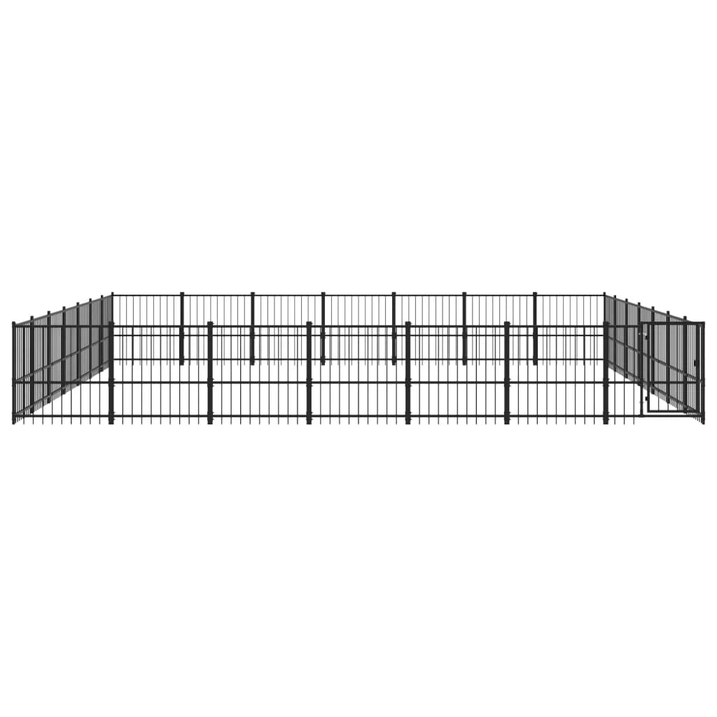 Gabbia per cuccia recinto per animali da esterno per cani in acciaio 46,1 m² nero 02_0041853