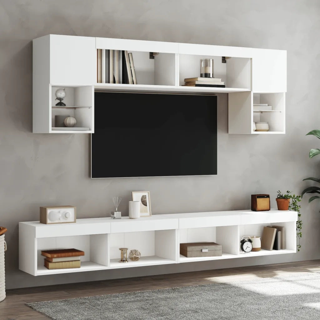 Mobili Porta TV con Luci LED 2 pz-Set di 2 Credenza per TV Bianchi 100x30x30 cm