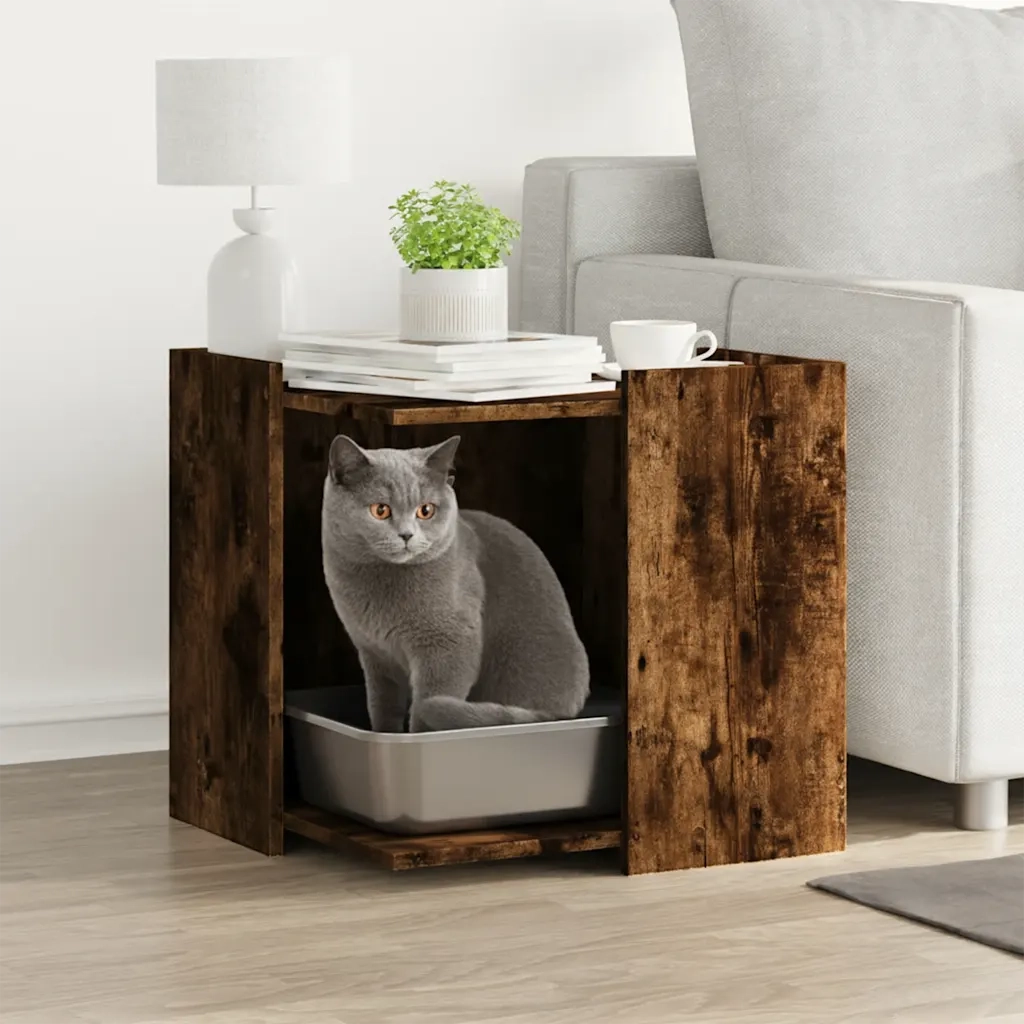 Recinto Lettiera Gatti Rovere Fumo 53x53x51 cm in Truciolato 857755