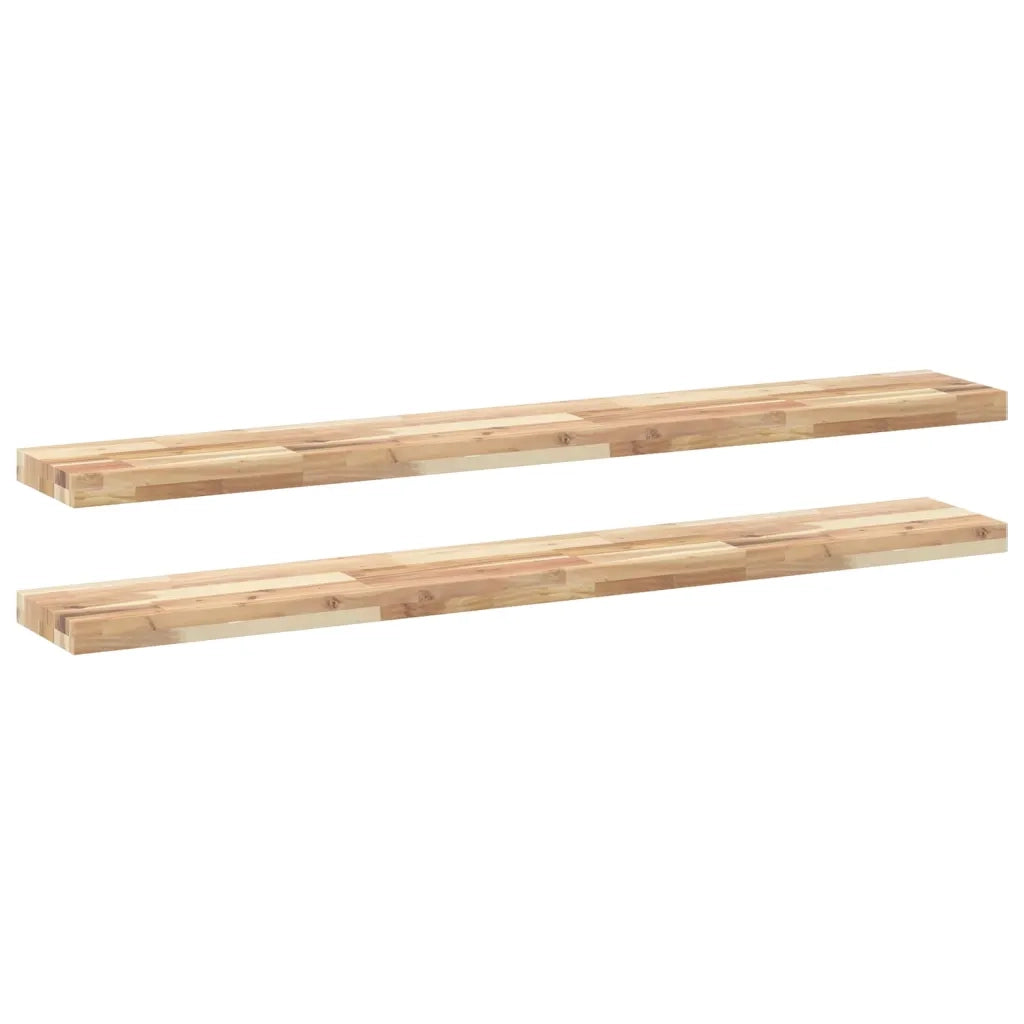 2 pz Mensole da Parete | Scaffali a Parete | Ripiano a parete 120x20x4 cm Legno Acacia Non Trattato