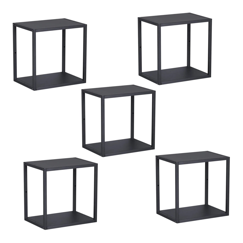 Set di 5 mensole da parete in acciaio nero 28 x 28 x 20 cm 03_0010663