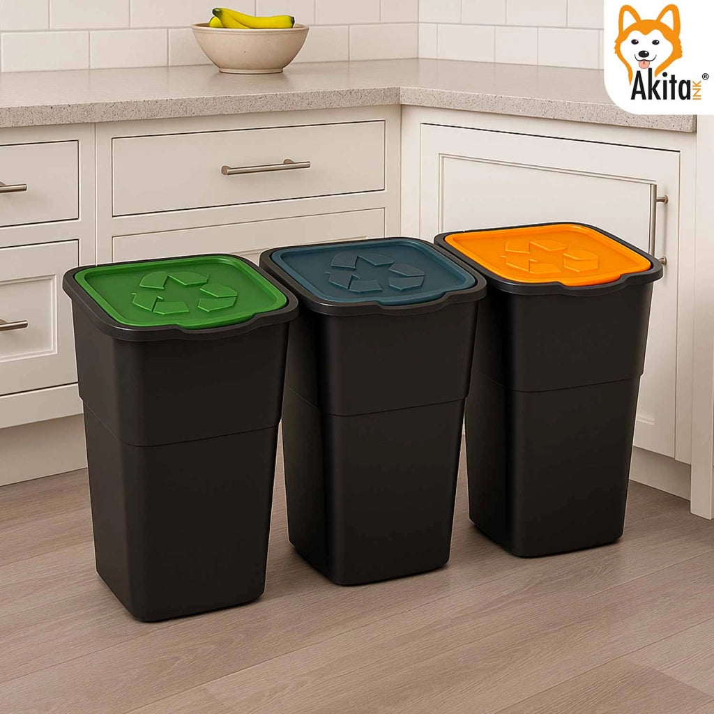 Akitaink Pattumiera 3 Scomparti 50L Differenziata