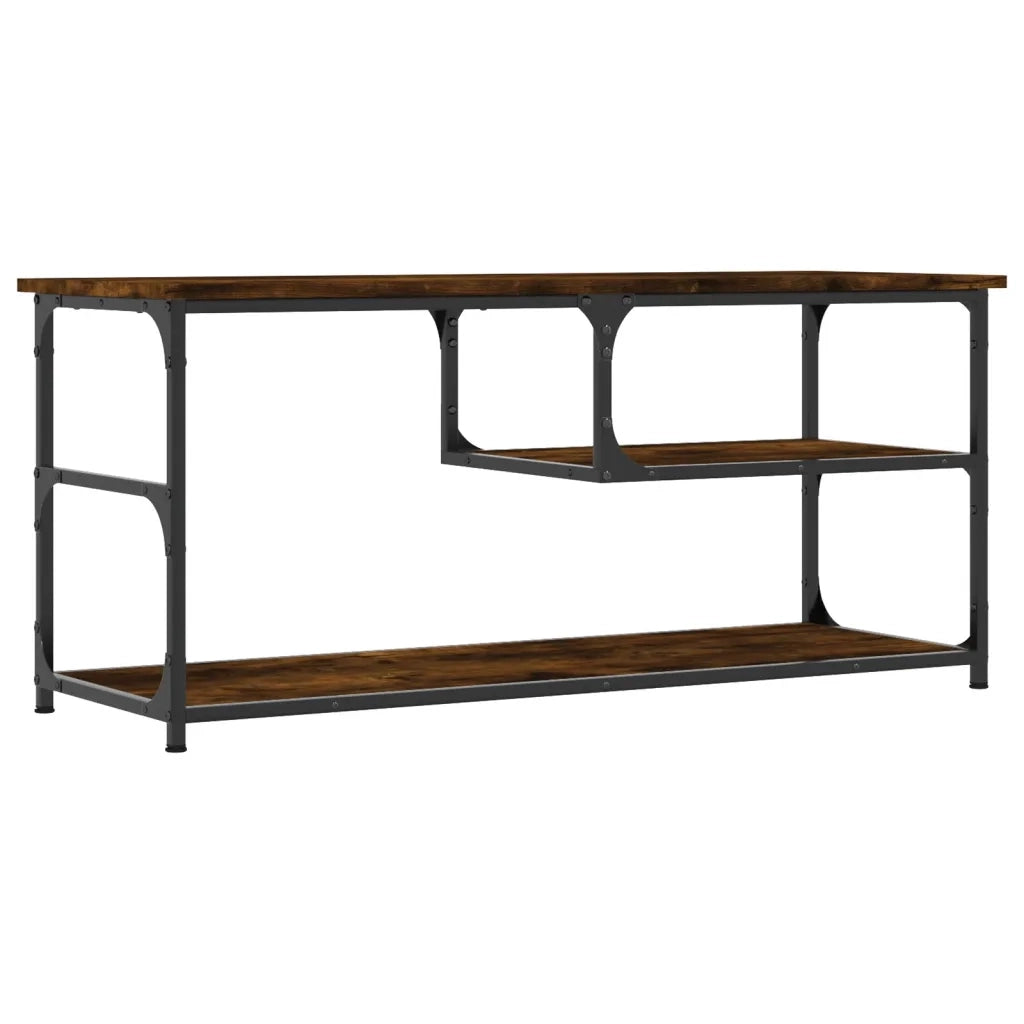 Mobile TV Rovere Fumo 103x38x46,5cm Legno Multistrato e Acciaio 831825