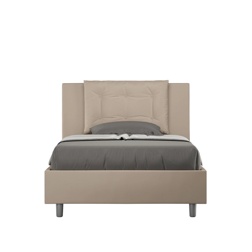 Letto una piazza e mezza senza rete imbottito 120x190 similpelle bianco Annalisa