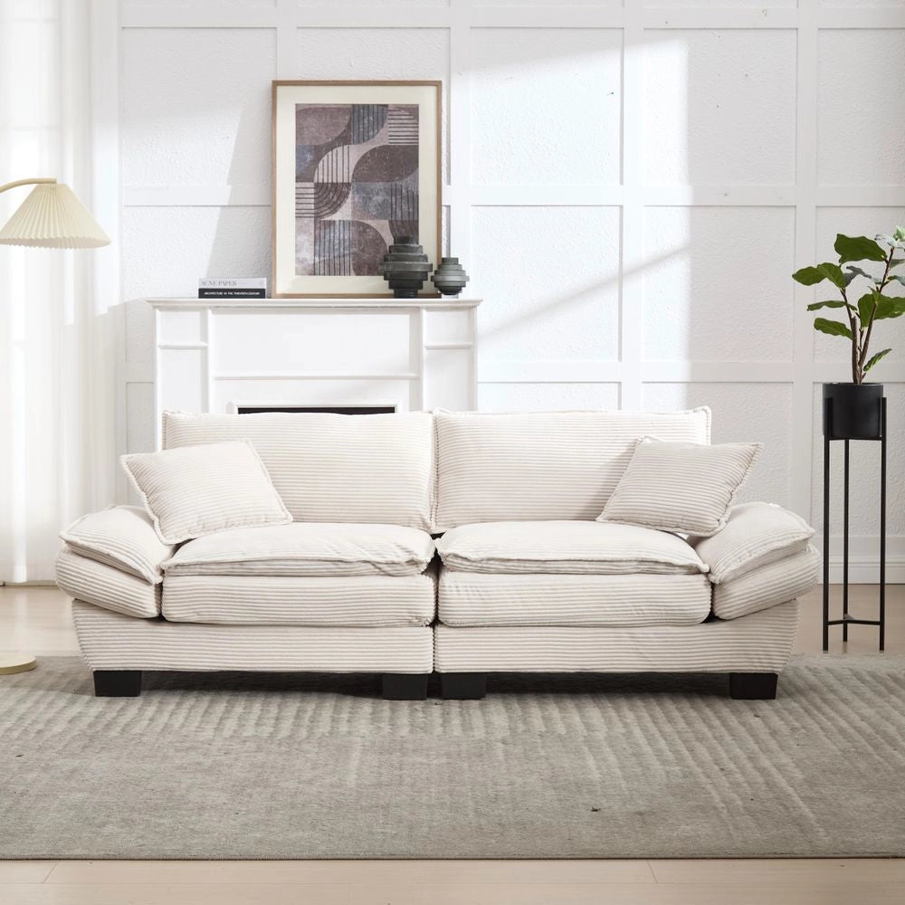 Divano doppio con coperta - Xylo - beige, cuscino, per studio/soggiorno