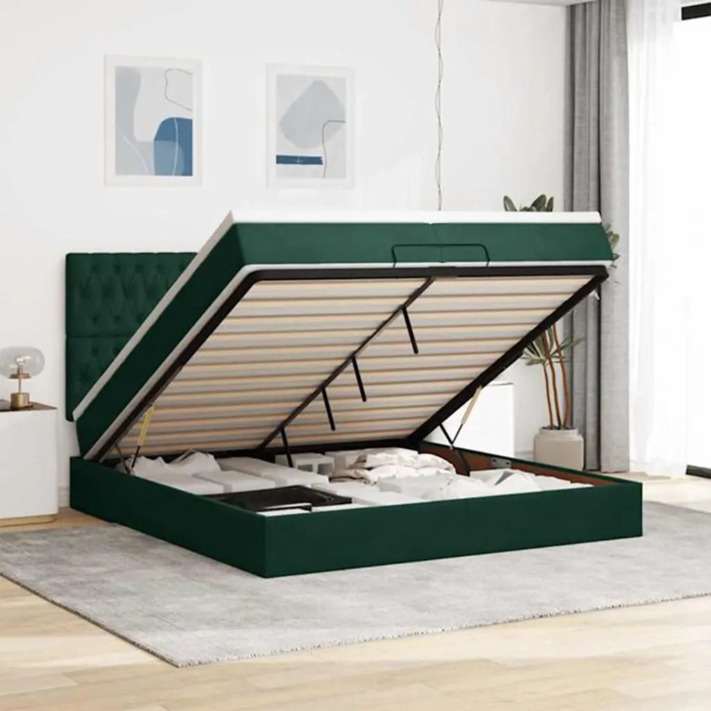 Struttura Letto Pouf con Materassi 200x200 cm Velluto