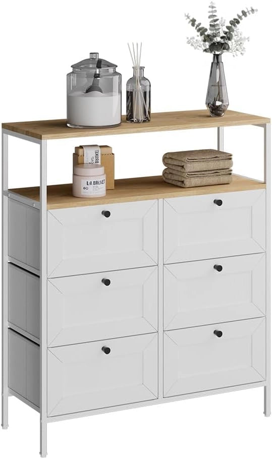 Cassettiera Belaro, Bianco, 80 x 95 cm 6 cassetti, adatto per riporre utensili da cucina e stoviglie