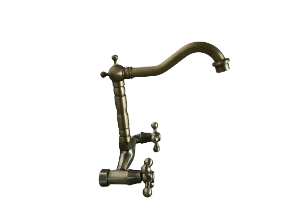 Rubinetto a parete bronzato vecchio ottone vintage completo