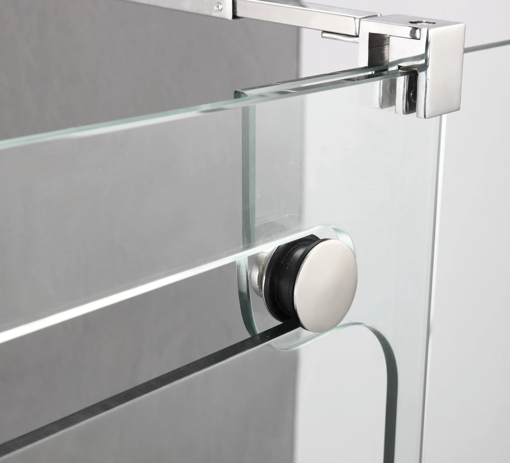Box doccia frontale VETRUM 1 fisso + 1 scorrevole 150 cm (147-152) acciaio inox lucido
