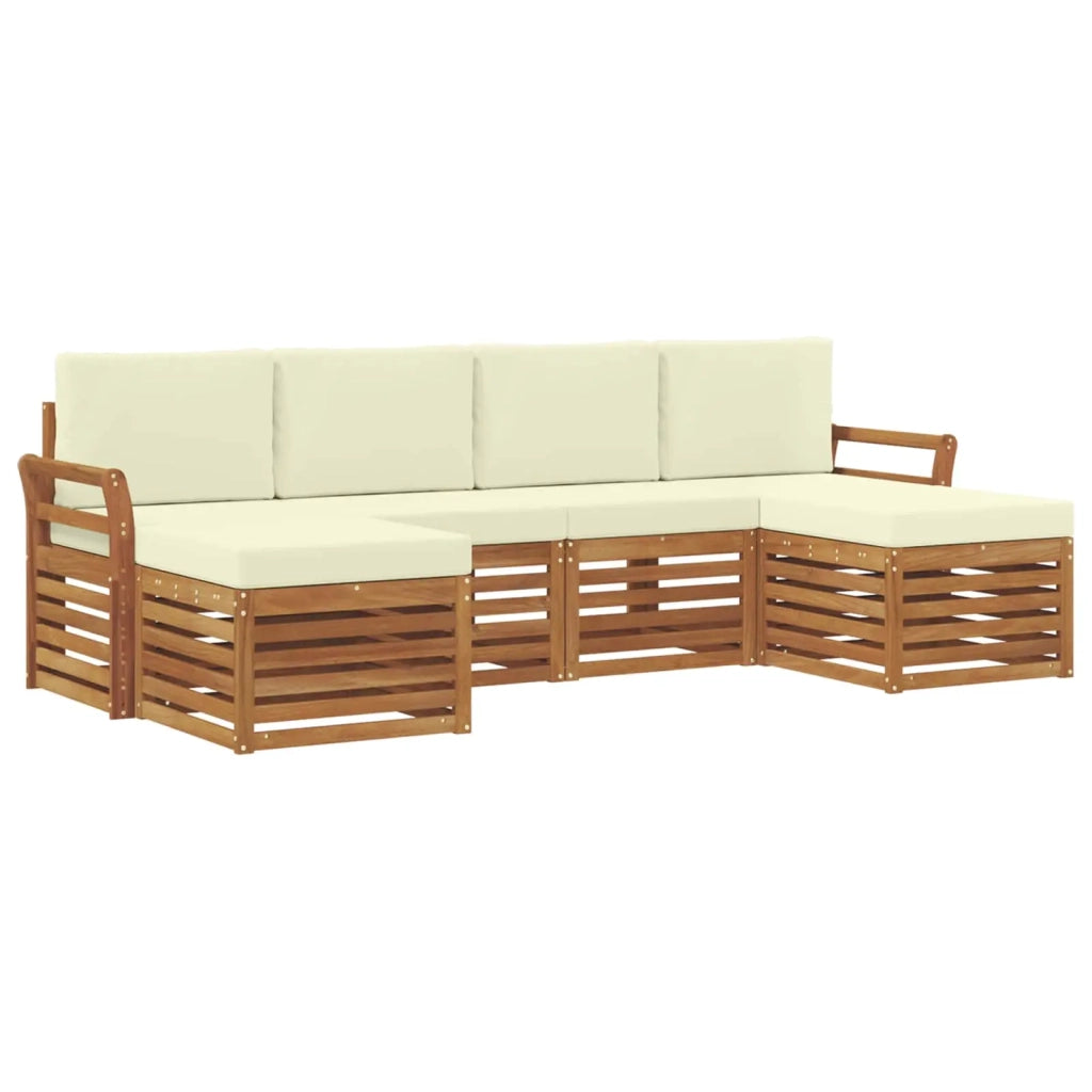 Set divani 6 pcs Naturale e Crema Legno di Acacia Massello 3375250