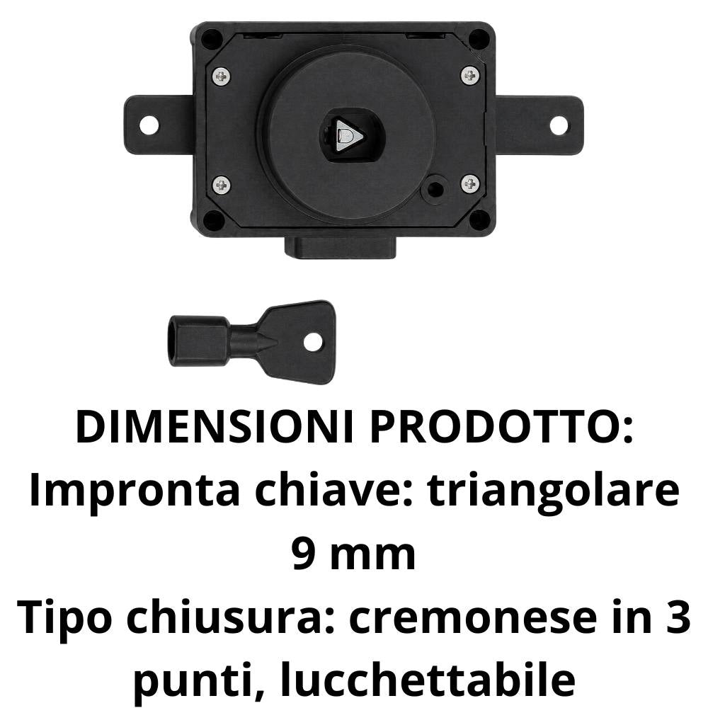 Serratura dkc conchiglia scs86/tr9/l per armadi in vetroresina