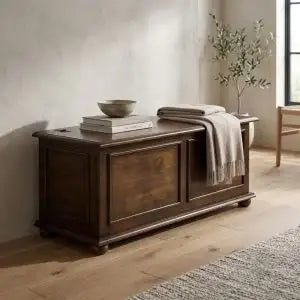 Cassapanca baule in legno arte povera mod cipolla noce Bassano