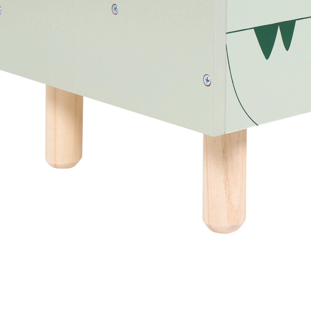 Scatola portagiochi verde chiaro in MDF con gambe in legno di gomma e coperchio, per la cameretta dei bambini