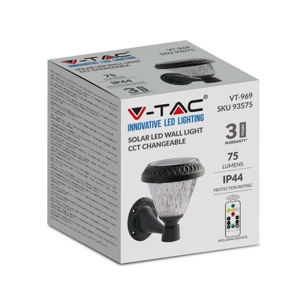 Luce a parete sollar a LED con controllo RF 3in1 IP44 Black Body