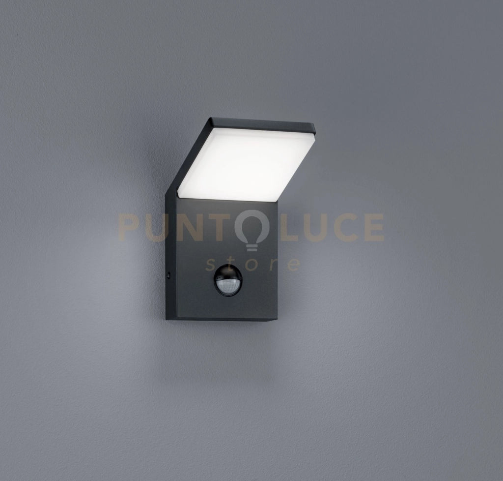 PEARL APPLIQUE LED ALLUMINIO CON SENSORE GRIGIO ANTRACITE CM.16X10 LED 8W 900lm, 3000K IP54