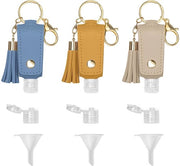 Set di flaconi da viaggio 3 pezzi 30 ml - Flacone portatile - Flacone riutilizzabile - Chiave da parete - Cappuccio in pelle PU - Inclusi tappi - Flaconcino