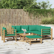 Set Salotto da Giardino 8pz con Cuscini Verdi Bambù 3155158