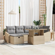 Set Divano da Giardino con cuscino 7 pcs Beige Poly Rattan 3359837