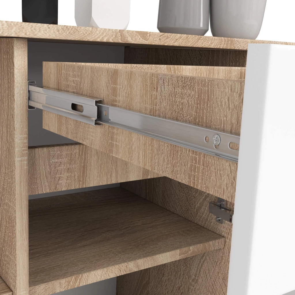 Cassettiera AKORD B17 Cassettiera Sonoma Quercia 120 cm 1 anta 1 cassetto inserto frontale Bianco 120x40x77 cm