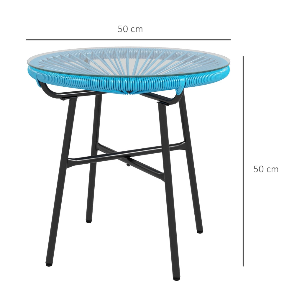Tavolino rotondo da giardino in resina e metallo con piano in vetro temperato ¨C zephmum ¨C ? 50 x H 50 cm