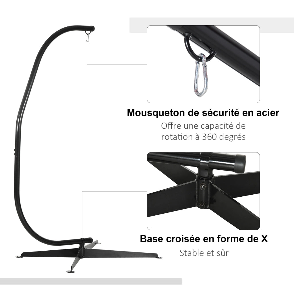 Supporto Sedia Sospesa ¨C zephmum ¨C Base X, Nero, 114x80x208 cm