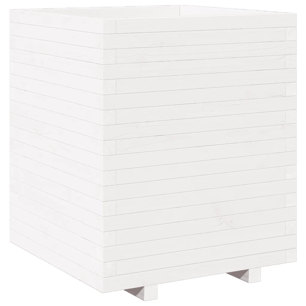 Fioriera da Giardino Bianca 60x60x72,5cm Legno Massello di Pino