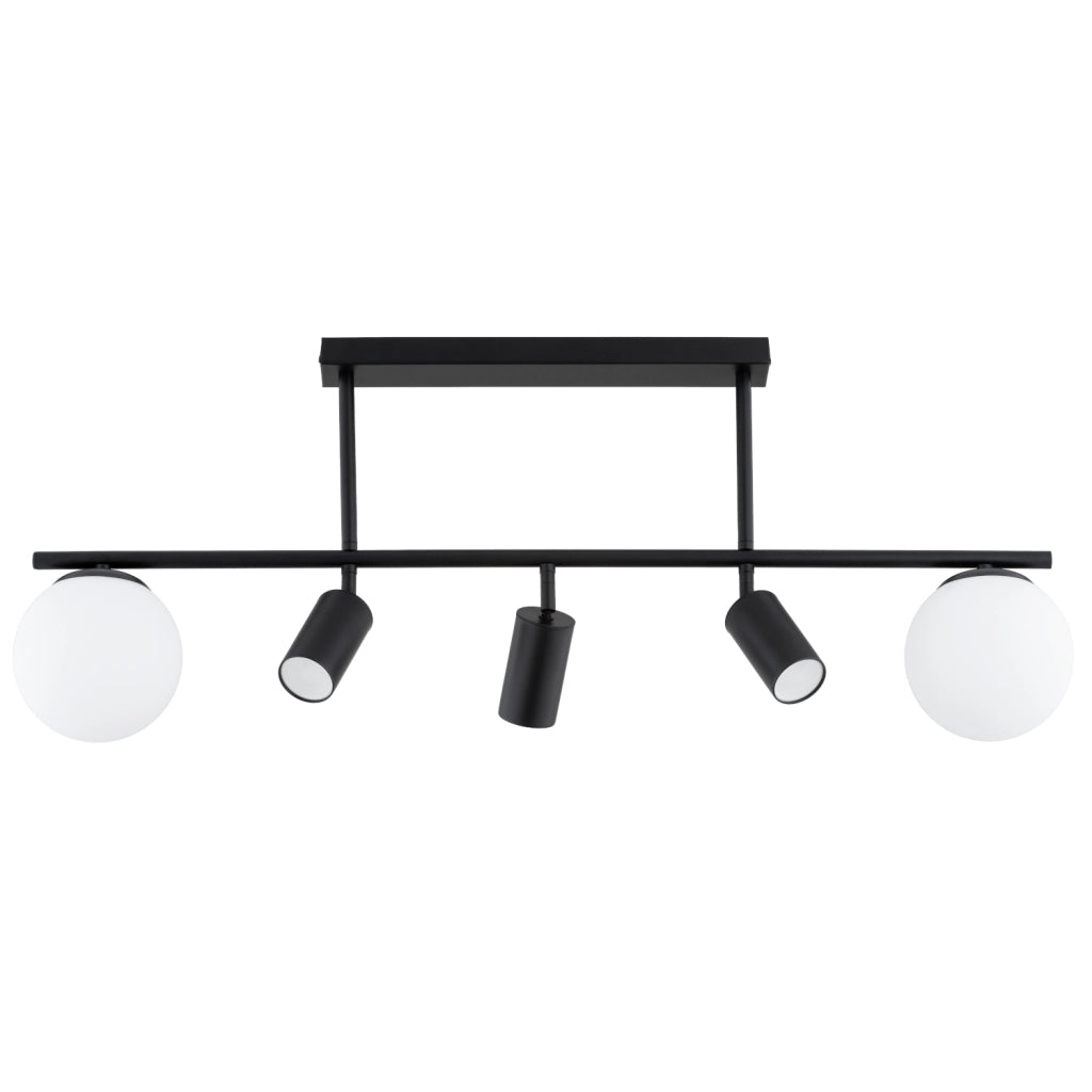 Plafoniera nera barra vetro 5 luci GU10/E14 Alfa Eska