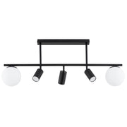 Plafoniera nera barra vetro 5 luci GU10/E14 Alfa Eska