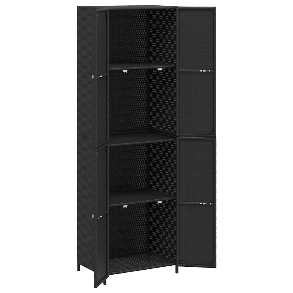 Armadietto Portaoggetti da Giardino-Armadio per esterni Nero 59x40x180cm Polyrattan