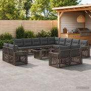 Set Divano da Giardino 14 pz Grigio e Grigio Scuro polyrattan 3436877