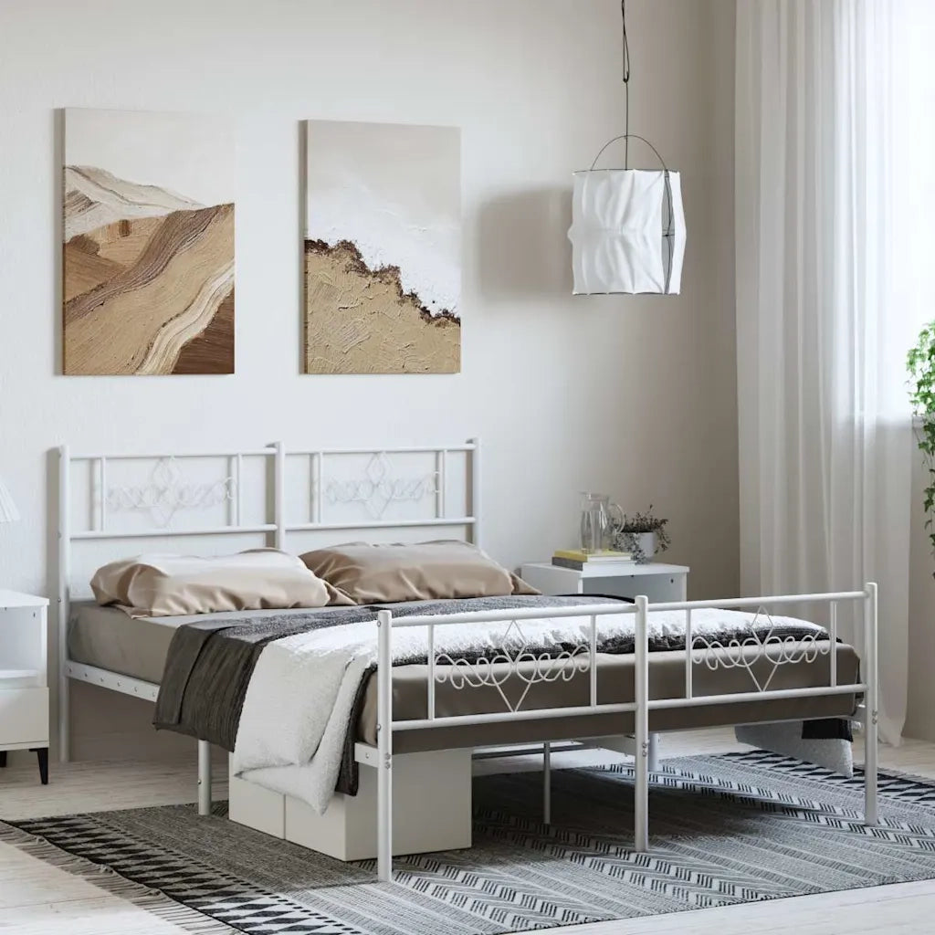 Giroletto con Testiera e Pediera Metallo Bianco 150x200 cmcod mxl 129803