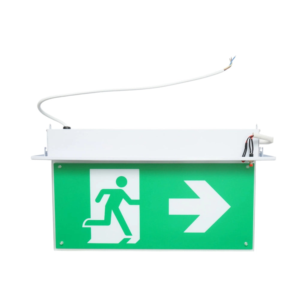 Lampada di emergenza a LED EXIT 220V, 3W, batteria agli ioni di litio 1800mAh, montaggio a incasso, autonomia 3 ore IP20