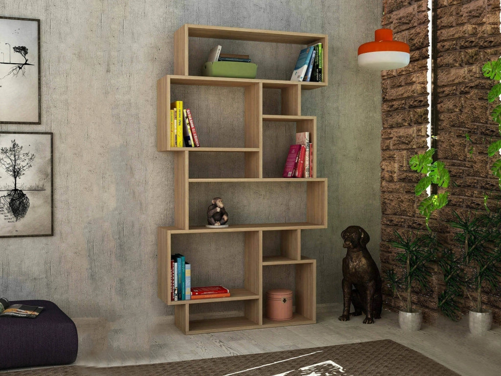 Libreria Casimira, Scaffale da ufficio, Mobile portalibri, Biblioteca, 96x26h169 cm, Quercia
