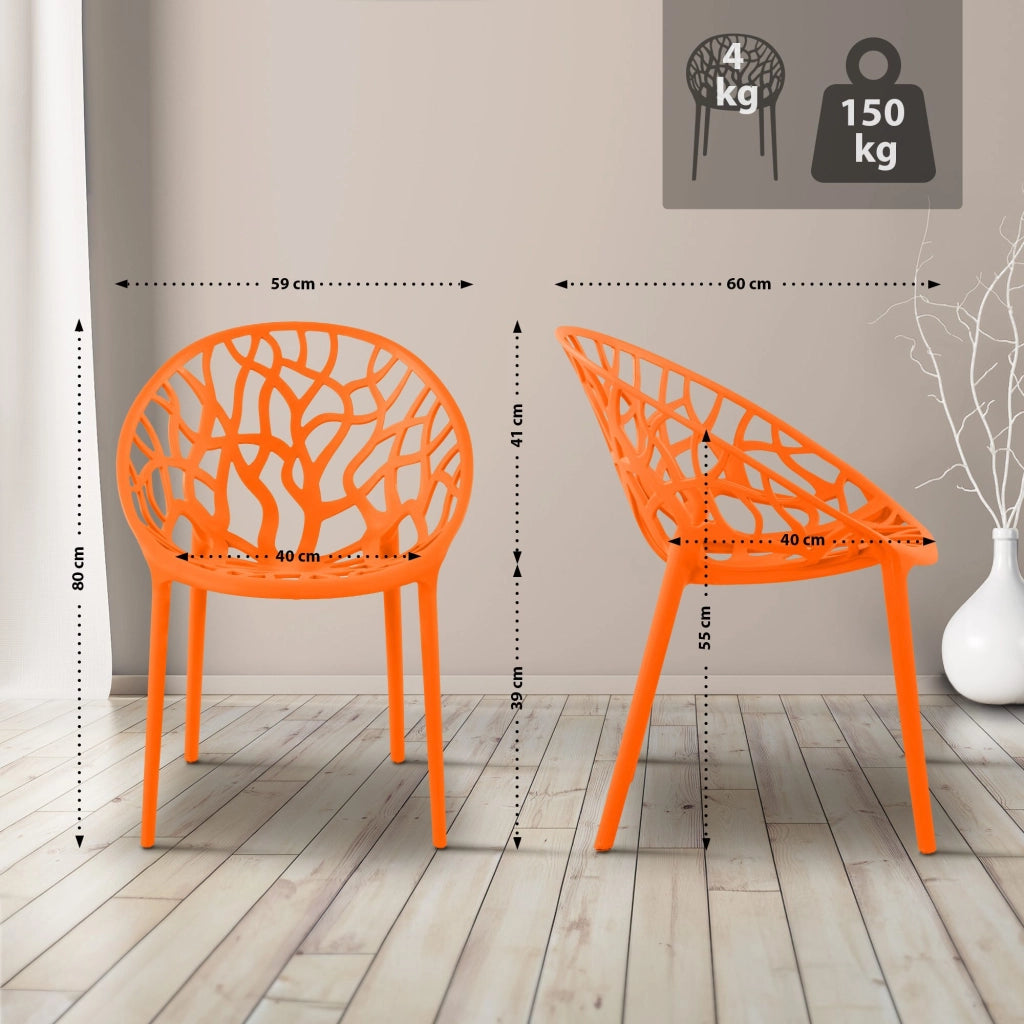 Set 4 sedie da giardino HOPE arancione