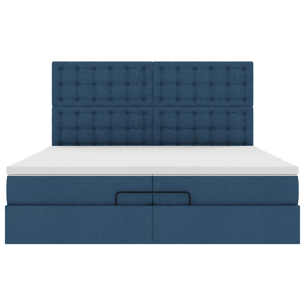 vidaXL Struttura Letto Pouf con Materassi Blu 200x200 cm in Tessuto