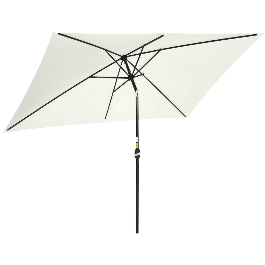 Ombrellone Rettangolare Pieghevole 2x3 m ¨C zephmum ¨C Bianco Crema, Alluminio, Poliestere