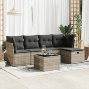 Set Divano da Giardino 6 pz con Cuscini Grigio in Polyrattan