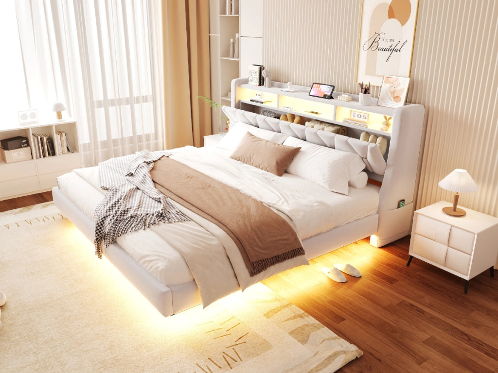 letto imbottito velluto beige 180 x 200 cm