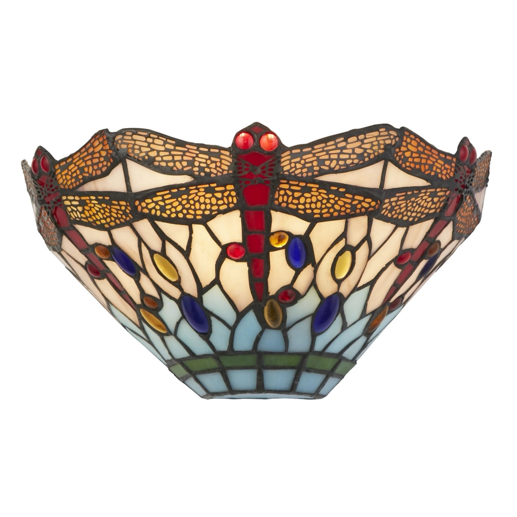Applique Tiffany Libellula Acciaio Multicolor Vetro 1 Luce E14
