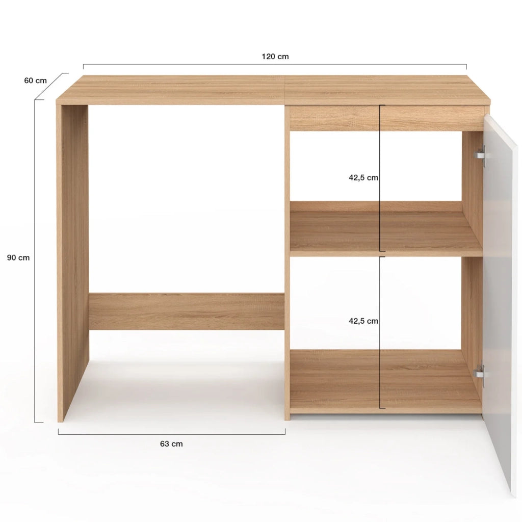 IDMarket - Mobile per lavatrice o asciugatrice con armadio TOMI, mobile per lavabo in legno effetto faggio e bianco