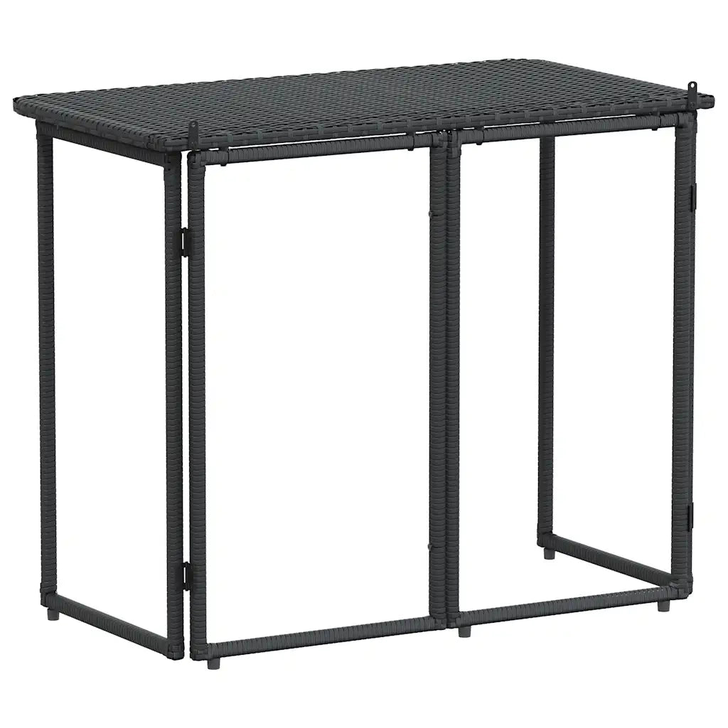 Tavolo da Giardino Pieghevole Nero 90x51x75 cm in Polyrattan 4108254