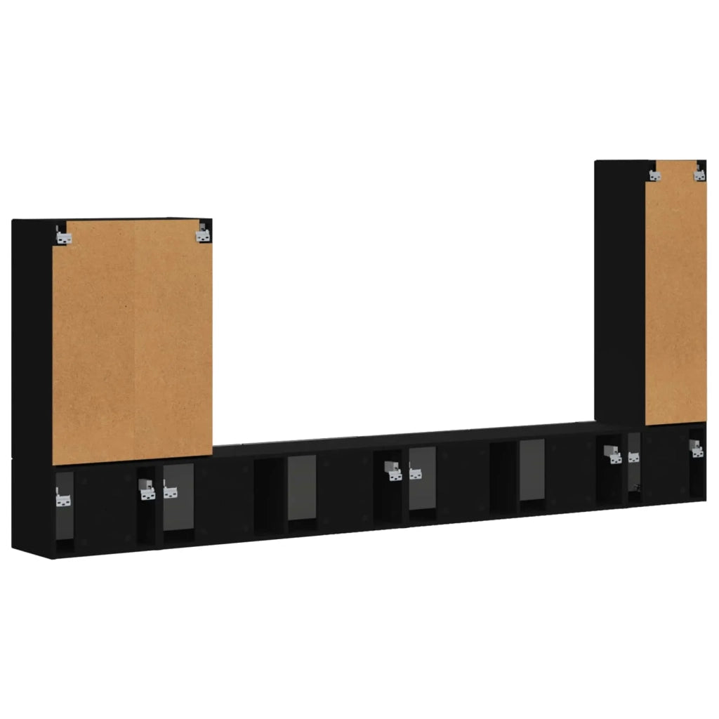 Set di Mobiletto da TV a Parete Montaggio a parete 6 pcs Nero 3408953