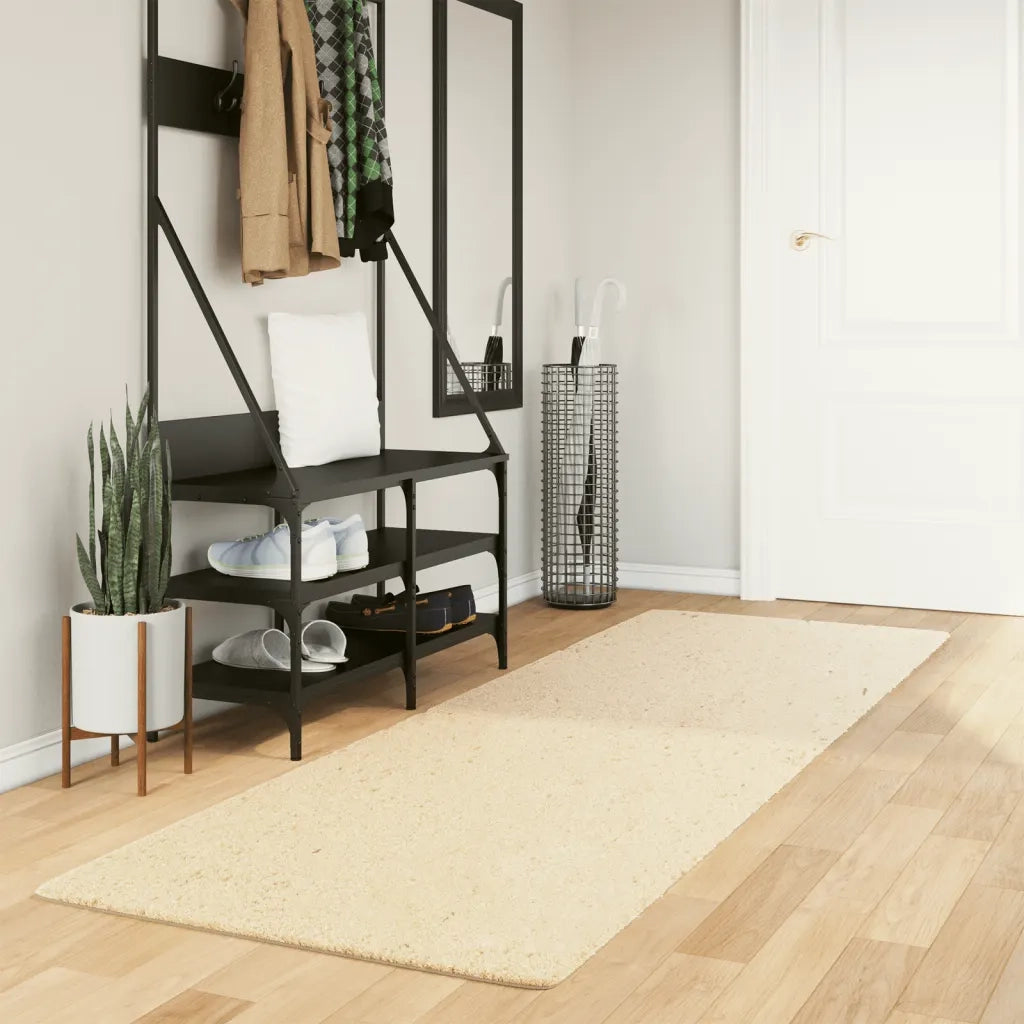 Tappeto a Pelo Corto HUARTE Morbido e Lavabile Crema 80x250 cm 375035