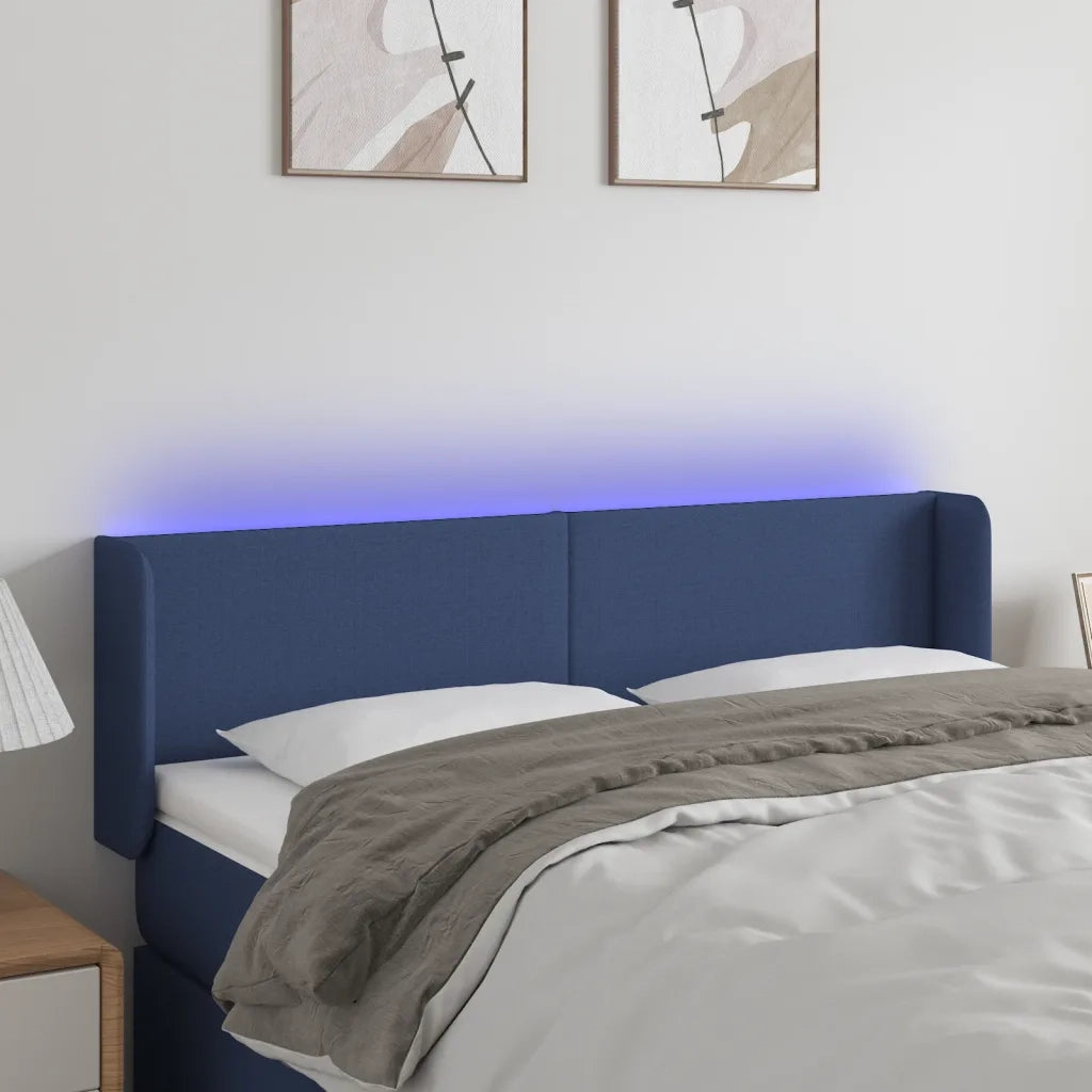 Testiera | Testata a LED Blu 147x16x78/88 cm in Tessuto
