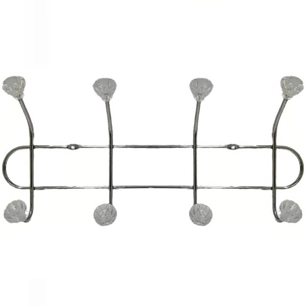 Trade Shop - Appendiabiti A Parete Muro Appendini 8 Ganci 4+4 In Metallo Con Fiori Cristallo -