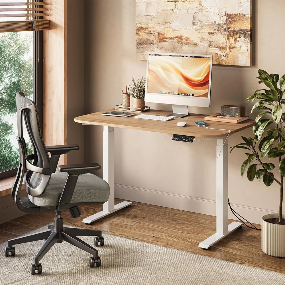 Scrivania Elevate, Bianco/Artisan, 120 x 70 cm 2 motori, per la regolazione elettrica dell'altezza per un lavoro ergonomico