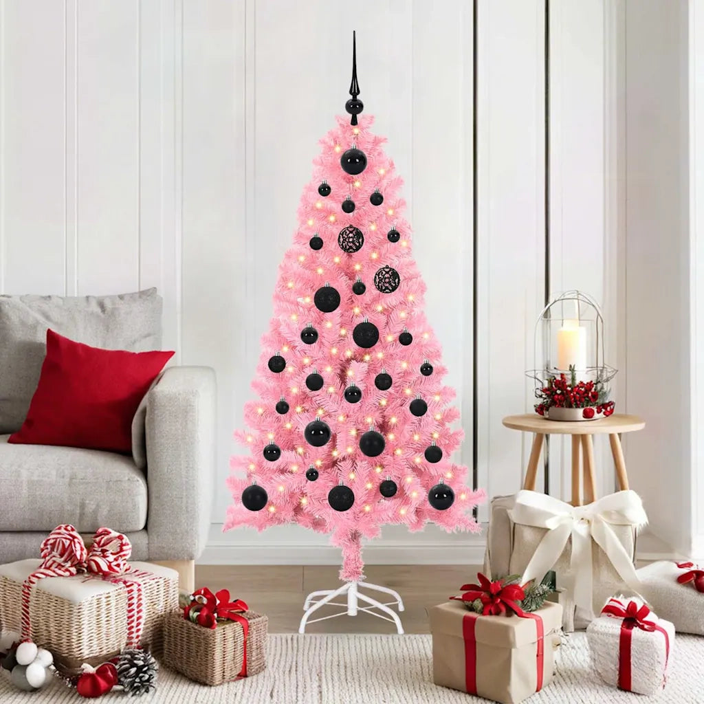 Albero di Natale | Decorazioni natalizie con 150 LED con supporto Rosa 150 cm PVC