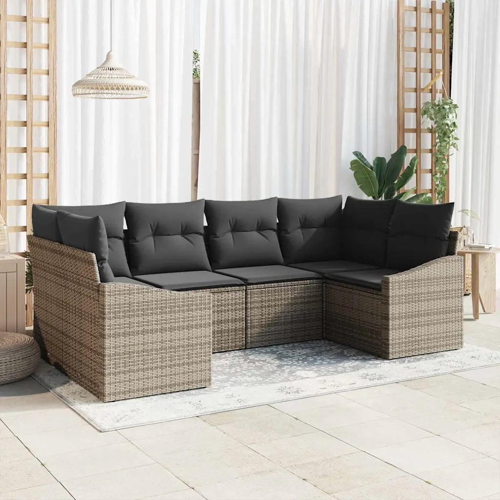 Set di divani con cuscino 6 pcs Grigio polyrattan