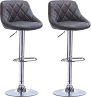 Bar Stool Ergonomico con Sostegno - Altezza Sedile 60-82cm - Set di 2 - Flessibilità di Regolazione di Altezza - Design con Schienale - Color Grigio - Prodotto in Set da 2